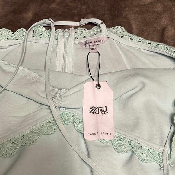 Naked Zebra Crochet Tank Top - Color Mint Green Size Small NWT - Picture 3 of 5